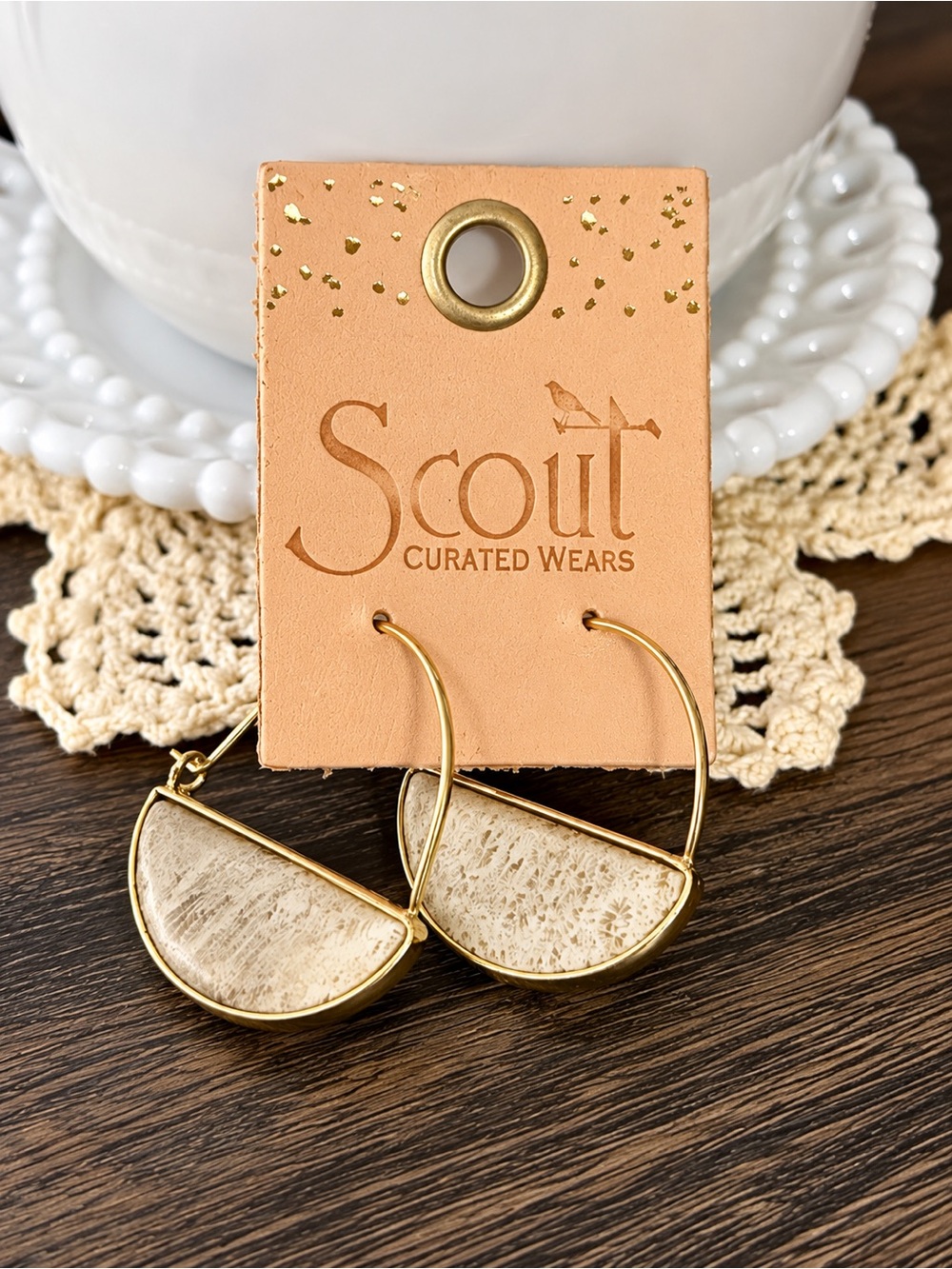 Scout Curated Wears Fossil Stone Prism Hoop Earrings Gold NWT